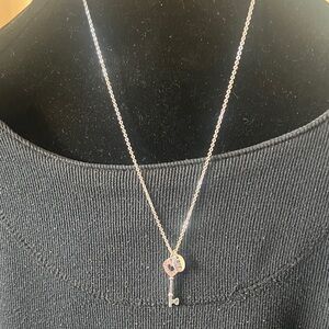 Silver-Tone chain necklace with a key featuring a heart and a BFF charm